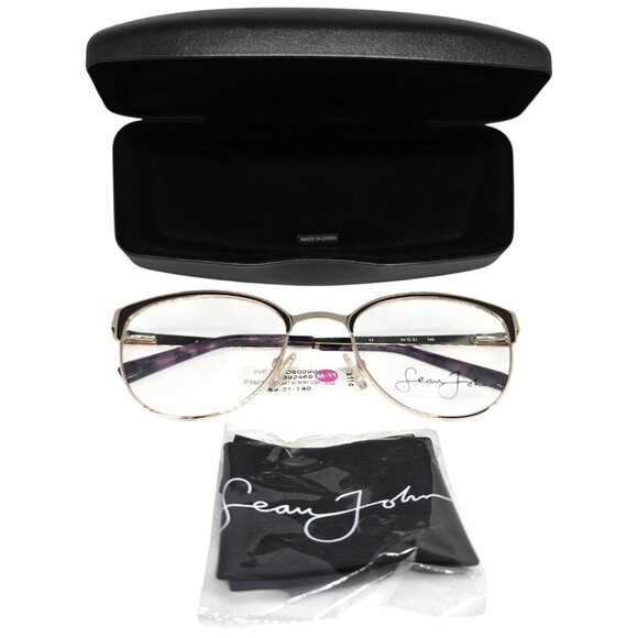 Sean John SJLO6009 Matte Eggplant Shiny Light Gold Eyeglass Frames 54-21-140 - Picture 1 of 10